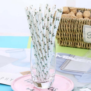 25pcs Disposable Paper Straws Creative Mixed Drinking Straw Birthday Party Decorations Kids Baby Shower Wedding Party Supplies