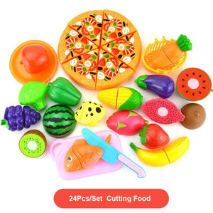 New 1 Set Safe Children Play House Toy Plastic Food Toy Cut Fruit Vegetable Kitchen Baby Kids Pretend Play Educational Toys ZXH