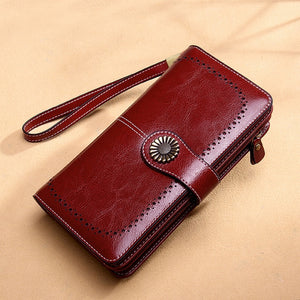 Aliwood Brand Hollow Women Clutch Leather Wallet Female Long Wallet Women Zipper Purse Strap Money Bag Purse For iPhone Carteira