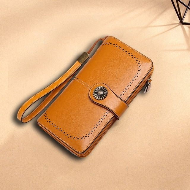 Aliwood Brand Hollow Women Clutch Leather Wallet Female Long Wallet Women Zipper Purse Strap Money Bag Purse For iPhone Carteira