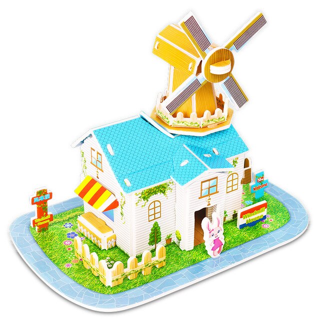 Attractive Cartoon Castle Garden Zoo Princess House 3D Puzzle Jigsaw Paper Model Learning Educational Toys For Children Kid Gift