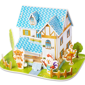 Attractive Cartoon Castle Garden Zoo Princess House 3D Puzzle Jigsaw Paper Model Learning Educational Toys For Children Kid Gift