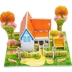 Attractive Cartoon Castle Garden Zoo Princess House 3D Puzzle Jigsaw Paper Model Learning Educational Toys For Children Kid Gift