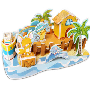 Attractive Cartoon Castle Garden Zoo Princess House 3D Puzzle Jigsaw Paper Model Learning Educational Toys For Children Kid Gift