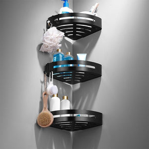 Space Aluminum Bathroom Shelve Black Bathroom Accessorie Shower Corner Shelf Shampoo Storage Rack Bathroom Basket Holder A08-901