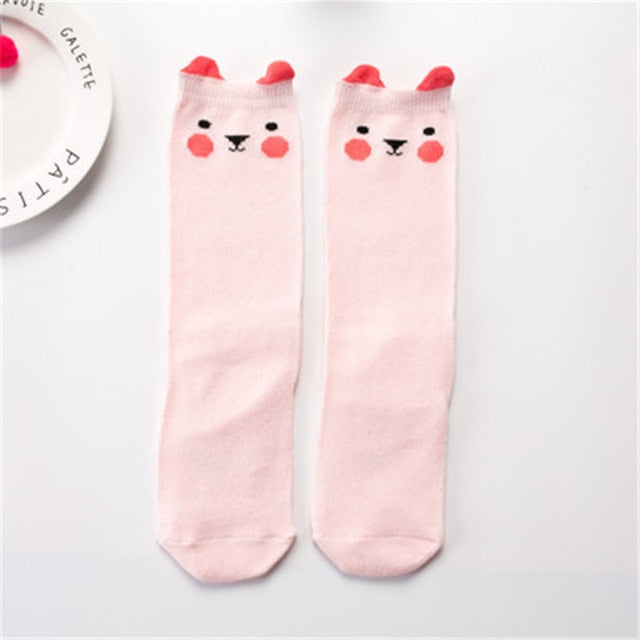 1 Pair Unisex Lovely Cute Cartoon Fox Kids baby Socks Knee Girl Boy Baby Toddler Socks animal infant Soft Cotton socks 0-3 Y