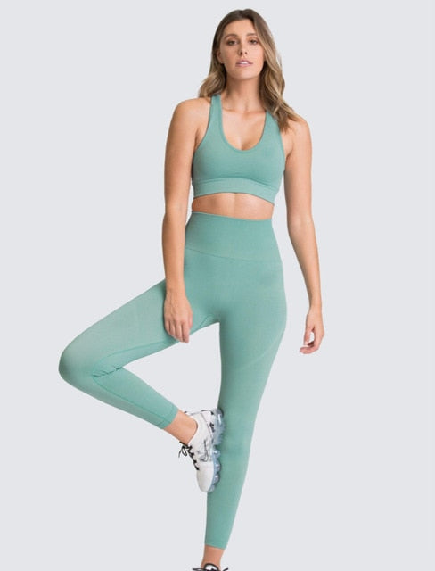 seamless hyperflex workout set sport leggings and top set yoga outfits for women sportswear athletic clothes gym sets 2 piece