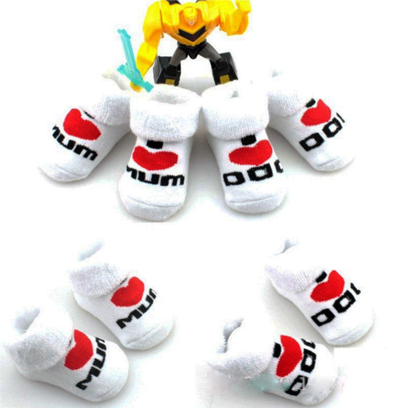 Hot Baby Socks New Brand Sweet Baby Kids Girls Boys Princess Ankle Socks Letter Love Mom Dad Short Socks 0-6M