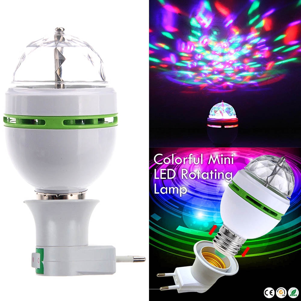 Portable multi LED bulb Mini Laser Projector DJ Disco Stage Light Xmas Party Lighting Show with E27 to EU Plug Adapter