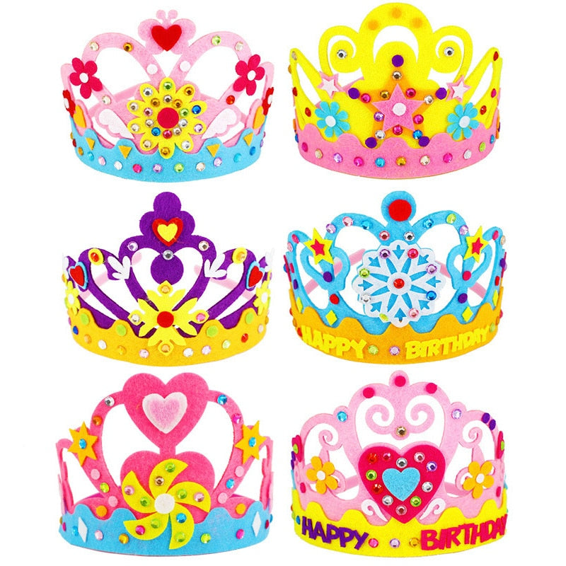 DIY Crafts Toy Crown Creative Paper Sequins Flowers Stars Patterns Toys for Kids Children Kindergarten Art Party Decorations