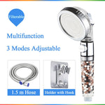 ZhangJi Bathroom 3-Function SPA shower head with switch on/off button high Pressure Anion Filter Bath Head Water Saving Shower