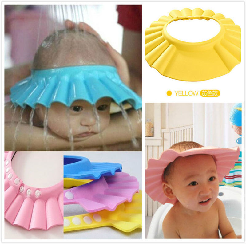 2017 תינוק חדש לגמרי ילדים בטוח שמפו אמבט מקלחת כובע כובע לשטוף כובע שיער מתכוונן אלסטי שמפו כובע