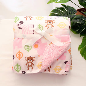 Baby Blankets New Thicken Double Layer Coral Fleece Infant Swaddle Bebe Envelope Wrap Owl Printed Newborn Baby Bedding Blanket