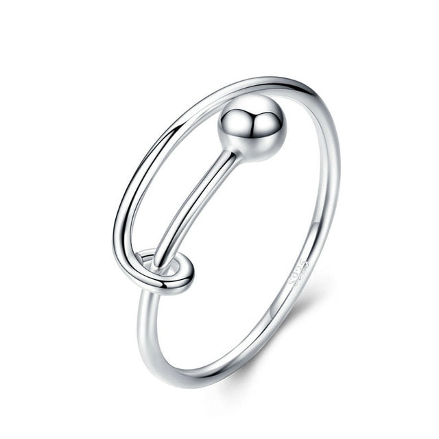 bameor Authentic 925 Sterling Silver Simple Minimalist Open Adjustable Finger Rings for Women Fashion Band Female Bijoux SCR555