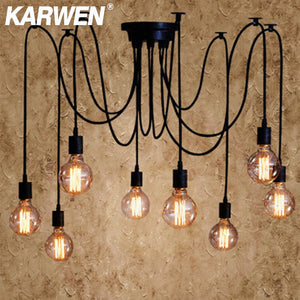 KARWEN Nordic Spider Industrial Pendant Lamp E27 Loft Edison Industrial Hanging lamps Length 120cm 150cm 200cm Pendant Lights