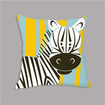 Cartoon Giraffe Lion Elephant Animal Printed White Plush Seat Cushion Throw Pillow 45x45cm Decorative Cushion Sofa Kids Room