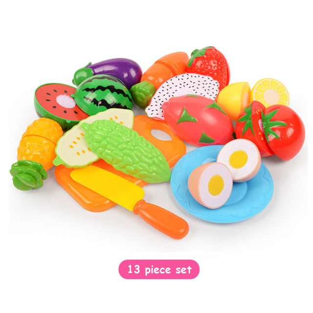 6/10/13/18pcs/20pcs/37pcs/set Housekeeping Toys education toys for baby color random surwish plastic fruit vegetables cut toys