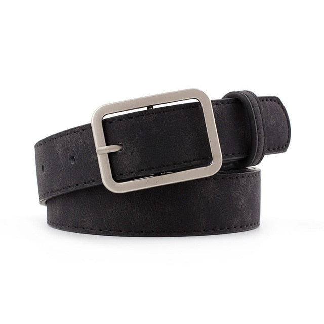 2020 2.8cm Wide Leather Waist Strap Belt Black Brown high quality Women Square Metal Buckle belts Ladies Female Belts for Jeans