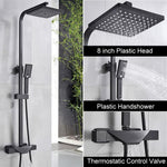 Matte Black Shower Faucet Thermostatic Shower Set Dual Handle Rain Waterfall Bath Shower Mixer Column Tap Thermostat Mixer Tap