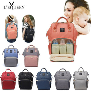 Lequeen Fashion Mummy Maternity Nappy Bag Large Capacity Nappy Bag Travel Backpack Nursing Bag for Baby Care Women's Fashion Bag