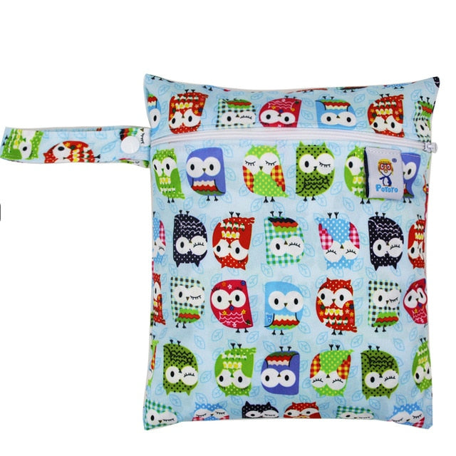 Printed Pocket Wet Bag Waterproof Reusable Nappy Bags PUL Travel Baby Nappy Mini Size Wet Dry Bags Wetbags 25x20cm Wholesale