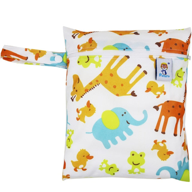 Printed Pocket Wet Bag Waterproof Reusable Nappy Bags PUL Travel Baby Nappy Mini Size Wet Dry Bags Wetbags 25x20cm Wholesale