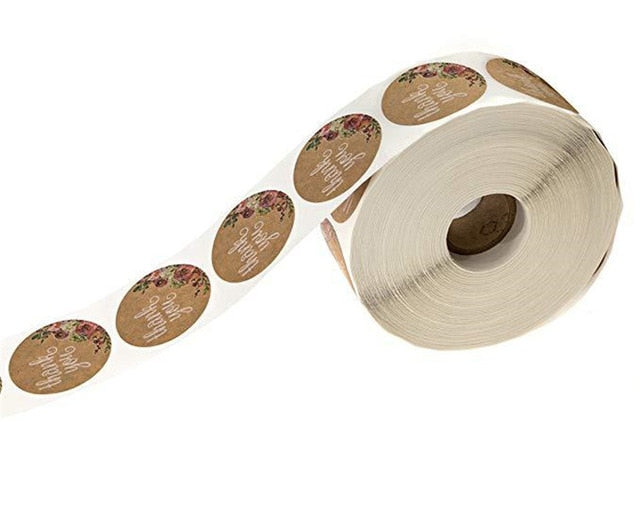 500PCS Round Labels Handmade Kraft Paper Packaging Sticker for Candy Dragee Bag Gift Box Packing Bag Wedding Thanks Stickers