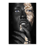 African Art Black and Gold Woman Oil Painting on Canvas Cuadros Posters and Prints Scandinavian Wall Art Picture for Living Room