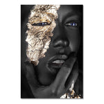 African Art Black and Gold Woman Oil Painting on Canvas Cuadros Posters and Prints Scandinavian Wall Art Picture for Living Room