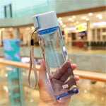 New Square Frosted Plastic Water Bottle Portable Transparent Bottle Fruit Juice Leak-proof Outdoor Sport Travel Camping Bottle