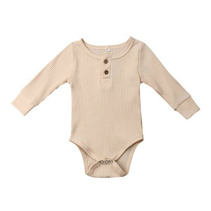 2020 Brand New Newborn Infant Baby Girl Boy Ribbed Bodysuit  Ruffle One-Pieces Solid Jumpsuit Long Sleeve Outfits Spring Sunsuit