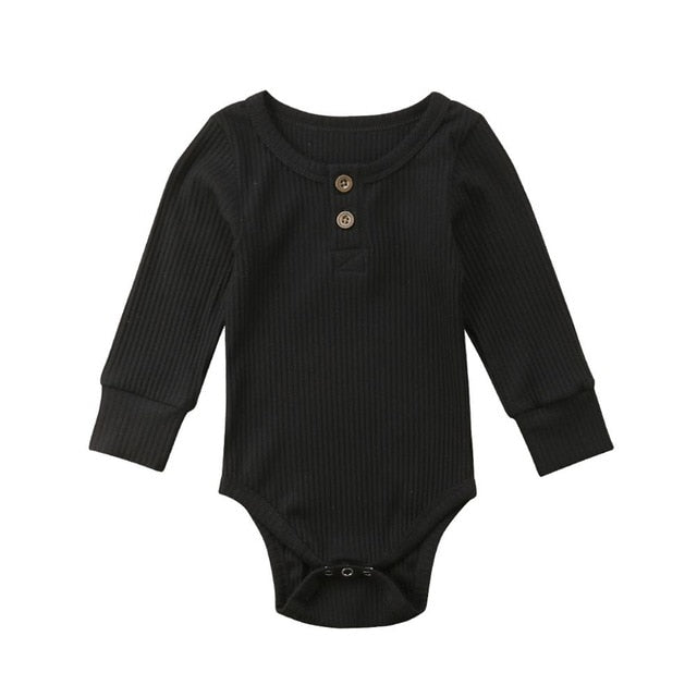 2020 Brand New Newborn Infant Baby Girl Boy Ribbed Bodysuit  Ruffle One-Pieces Solid Jumpsuit Long Sleeve Outfits Spring Sunsuit