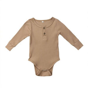 2020 Brand New Newborn Infant Baby Girl Boy Ribbed Bodysuit  Ruffle One-Pieces Solid Jumpsuit Long Sleeve Outfits Spring Sunsuit