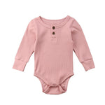 2020 Brand New Newborn Infant Baby Girl Boy Ribbed Bodysuit  Ruffle One-Pieces Solid Jumpsuit Long Sleeve Outfits Spring Sunsuit