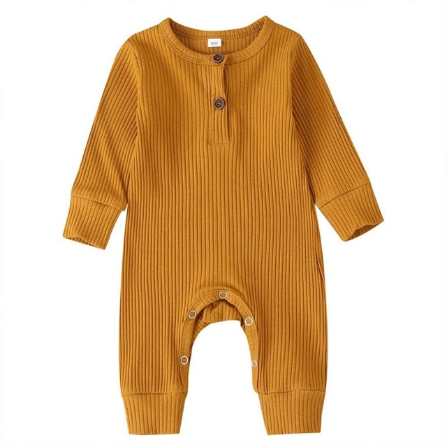 2020 Baby Spring Autumn Clothing Newborn Infant Baby Boy Girl Cotton Romper Knitted Ribbed Jumpsuit Solid Clothes Warm Outfit