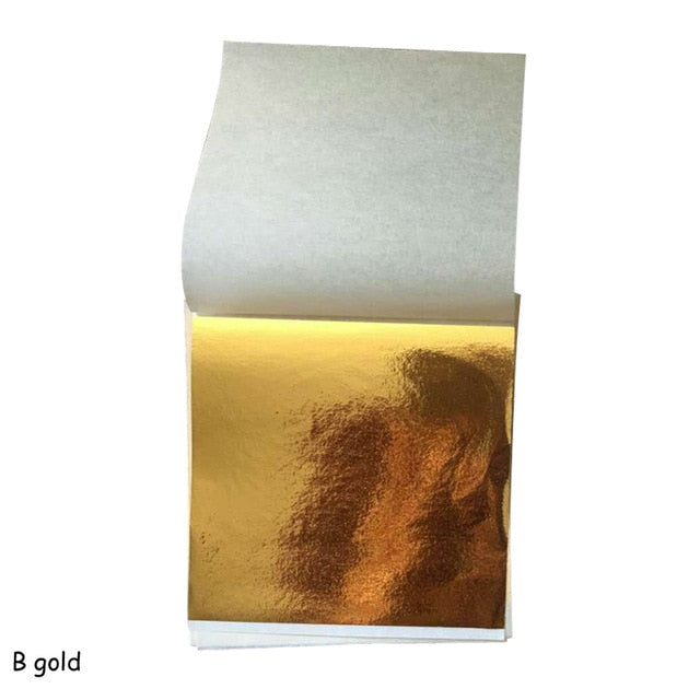 100 Pcs 8.5x9cm Art Craft Imitation Gold Sliver Copper Foil Papers Leaf Leaves Sheets Gilding DIY Craft Decor Design Paper