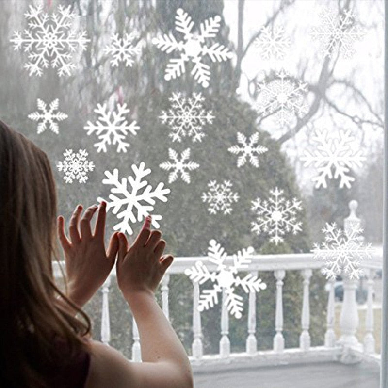 38 pcs/lot snowflake electrostatic Sticker Window Kids room Christmas Wall Stickers Home Decals Decoration New Year wallpaper