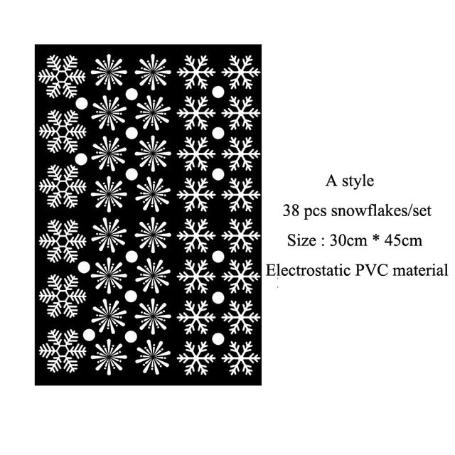 38 pcs/lot snowflake electrostatic Sticker Window Kids room Christmas Wall Stickers Home Decals Decoration New Year wallpaper