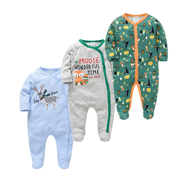 Kavkas 3 pcs/Lot Baby Girls בגדים אפוטום כותנה סרבל תינוקות יילוד Rompers 0-3 m שרוול ארוך roupa de bebe