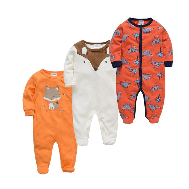 Kavkas 3 pcs/Lot Baby Girls בגדים אפוטום כותנה סרבל תינוקות יילוד Rompers 0-3 m שרוול ארוך roupa de bebe