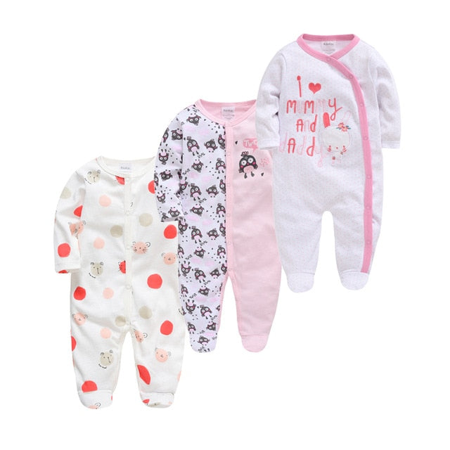 Kavkas 3 pcs/Lot Baby Girls בגדים אפוטום כותנה סרבל תינוקות יילוד Rompers 0-3 m שרוול ארוך roupa de bebe