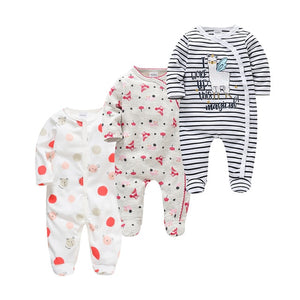 Kavkas 3 pcs/Lot Baby Girls בגדים אפוטום כותנה סרבל תינוקות יילוד Rompers 0-3 m שרוול ארוך roupa de bebe