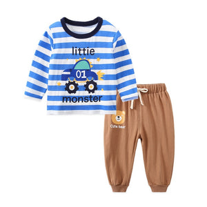 Baby Boys Clothes 2pcs Newborn Baby Girls Cartoon Clothing Autumn Winter Cartoon Cotton Shirt Baby Boy Clothes Set Long-Sleeved