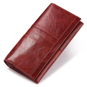 KAVIS Genuine Leather Women Long Purse Female Clutches Money Wallets Handbag Handy Passport walet for Cell Phone Card Holder