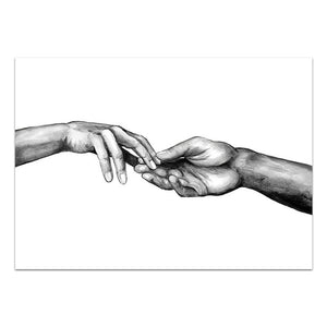 "היד הרומנטית השחורה הלבנה" ב - "בד ציור" ציור האהבה של וול ארט פוסטר "