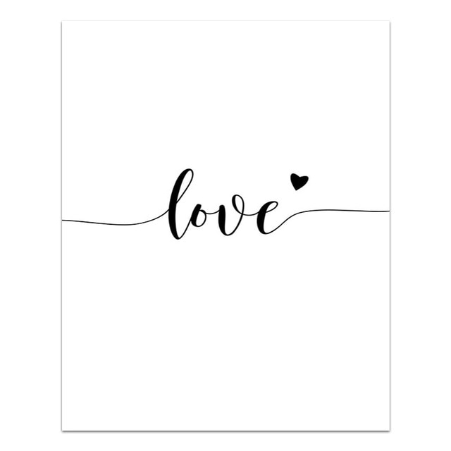 Black White Romantic Hand In Hand Canvas Painting Love Quotes Wall Art Poster Print Fashion Picture Couples Lovers Room Decor