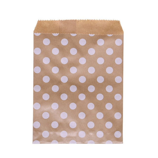 25pcs Kraft Paper Bags Treat Candy Bag Chevron Polka Dot Bags for Wedding Birthday New Year Party Favors Supplies Christmas Bag