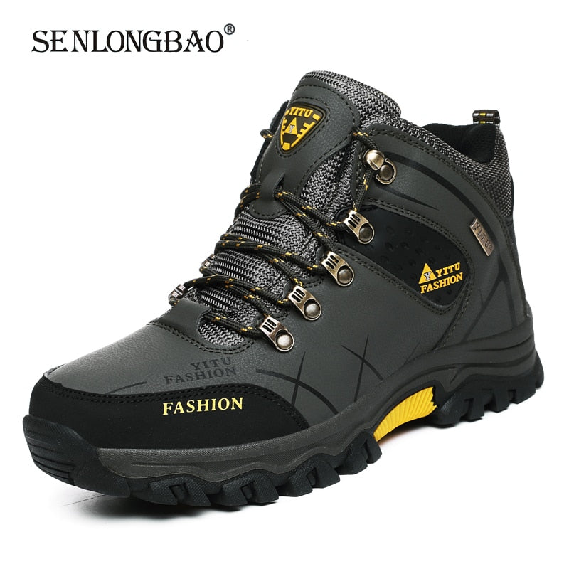 Brand Men Winter Snow Boots Waterproof Leather Sneakers Super  Warm Men's Boots Outdoor Male Hiking Boots Work Shoes Size 39-47