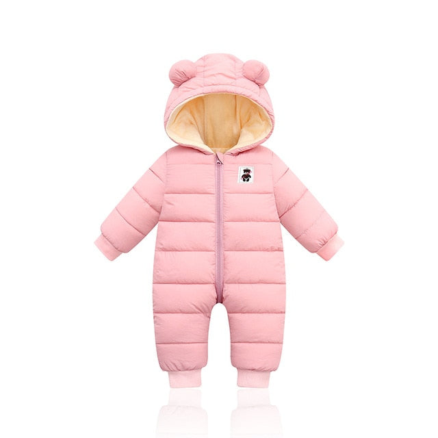 overalls baby clothes Winter Plus velvet New born Infant Boys Girls Warm Thick Jumpsuit Hooded Outfits Snowsuit coat kids Romper