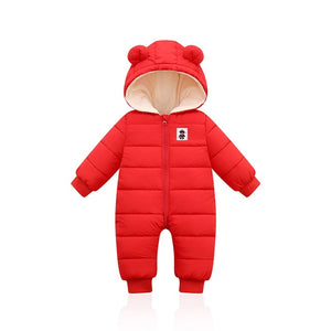 overalls baby clothes Winter Plus velvet New born Infant Boys Girls Warm Thick Jumpsuit Hooded Outfits Snowsuit coat kids Romper